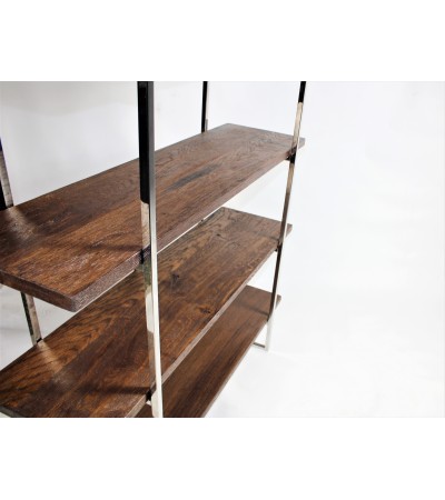 Regał ze stali nierdzewnej i dębu