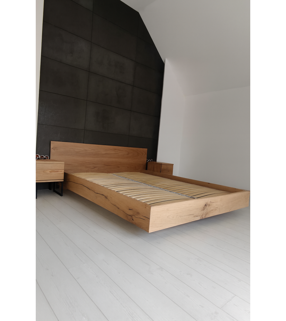 Łóżko lewitujące Aeris masywne dębowe